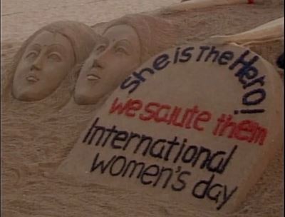 Air India, International women's day, Air India all women flight, Sand art air india, Sudarsan pattnaik, Sand art women's day