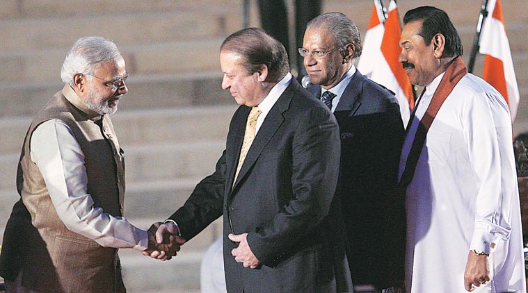 PM Narendra Modi and Pakistan PM Nawaz Sharif at the swearing-in ceremony of the BJP government in May 2014. Neeraj Priyadarshi