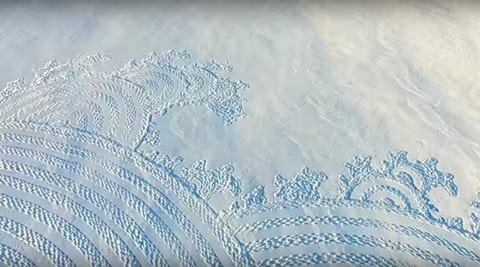 art, snow mural, Simon Beck, trending, footsteps, footprints, murals, offbeat art, Powder Mountain Resort, Utah