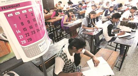 THE CALENDER says it's February: SSC examination in progress on it's first day at New English school on Tuesday. Express Photo by Arul Horizon, 01-03-2016, Pune