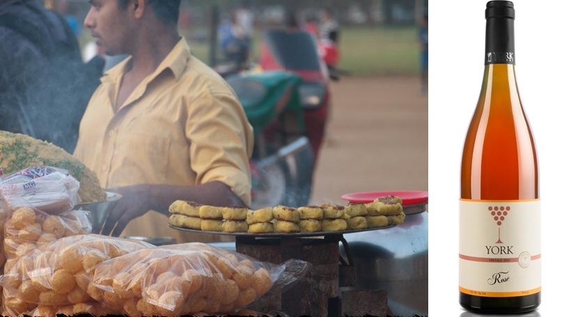 wine pairing, indian food and wines, wine with street food, Nikhil Agarwal, wines of india, Charosa Viognier, vada pao, Sula Riesling, sev puri, Ragda Pattice, York Rose