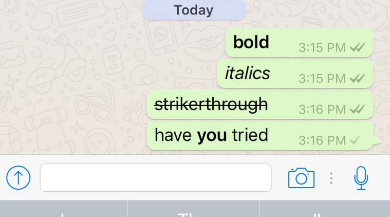 bold typeface on whatsapp