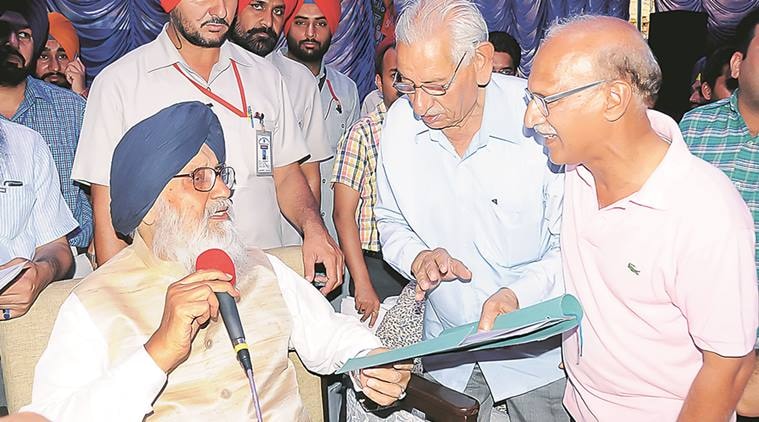 Chief Minister Parkash Singh Badal during Sangat Darshan program at Sri Muktsar Sahib