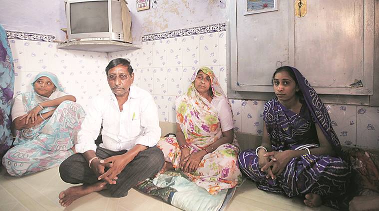 Ketan Koradia’s father Dalpat, mother Jasu (second from right) and sister at their home in Ahmedabad. Javed Raja