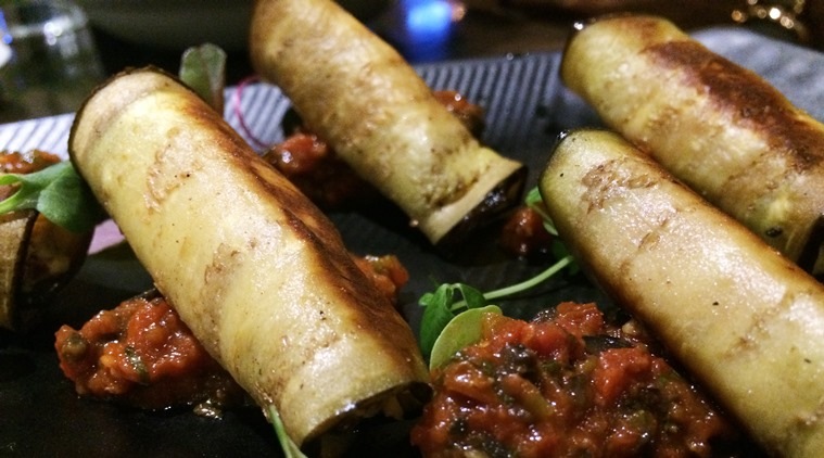 The grilled aubergine rolls, which were delicate slices of aubergine stuffed with ricotta cheese, were a hit.