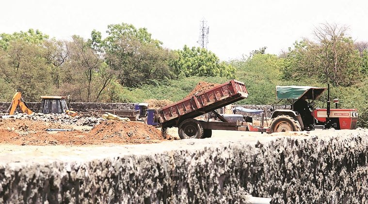 The site of Sanjaynagar redevelopment where the temple was located.Express Photo By Bhupendra Rana