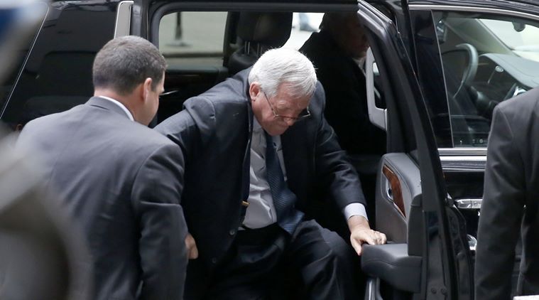 Former House Speaker Dennis Hastert arrives at the federal courthouse Wednesday, April 27, 2016, in Chicago, for his sentencing on federal banking charges which he pled guilty to last year. (AP Photo/Charles Rex Arbogast)