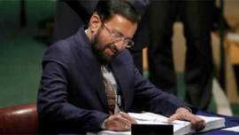 Paris Climate deal, Paris Climate Agreement, Climate treaty, climate change, emissions reduction, Prakash Javadekar minister for environment and forests, United Nations climate treaty, signing in New York, record for signature of most countries, india news, world news