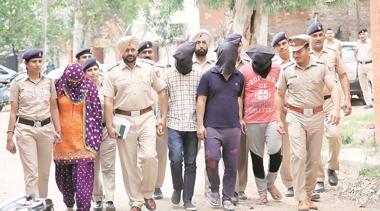 The accused in police custody on Friday. Express photo by Jaipal Singh