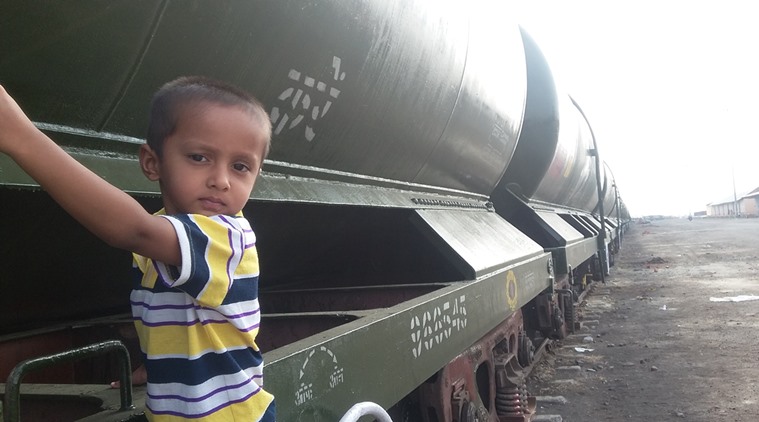  Four year old Mujjamil Sayyed climbs the Jaldoot minutes after it pulled in at Latur railway station. His father Jainuddin said Mujjamil was since past days insisting that he wanted to see water coming out of the train. Picture by Manoj More