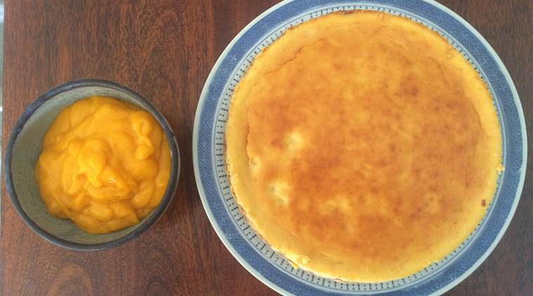 Once you cool the cheesecake, freeze for atleast five hours. Top the cheesecake with aamras before you serve. (Photo: Bijal Vachharajani)