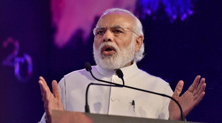 New Delhi: Prime Minister Narendra Modi addressing at the Bloomberg Economic Forum 2016 in New Delhi on Monday. PTI Photo by Vijay Verma (PTI3_28_2016_000264A)