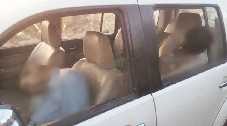 Two male bodies of Gurcharan Singh and Ramesh Kumar found in the Endeavor SUV at Nangal in district Ropar on Thursday, April 14 2016. Express photo