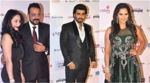Sanjay Dutt, Maanyata, Arjun, Sania at a beauty pageant