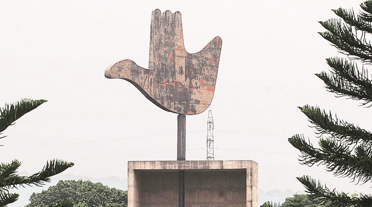 Open Hand Monument in Chandigarh. Express photo