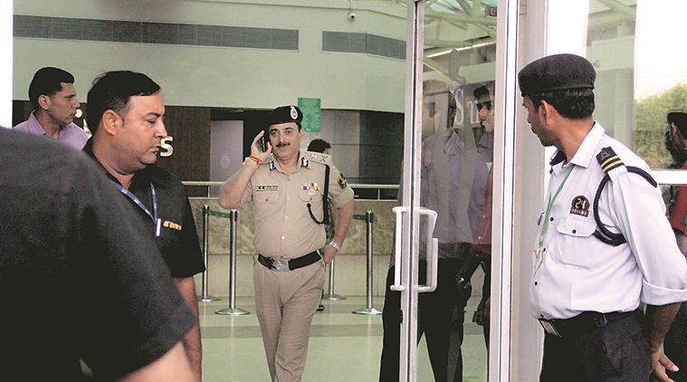 DG BSF KK Sharma visits Fortis Hospital Noida to check on Farzana, the slain officer’s wife. Gajendra Yadav
