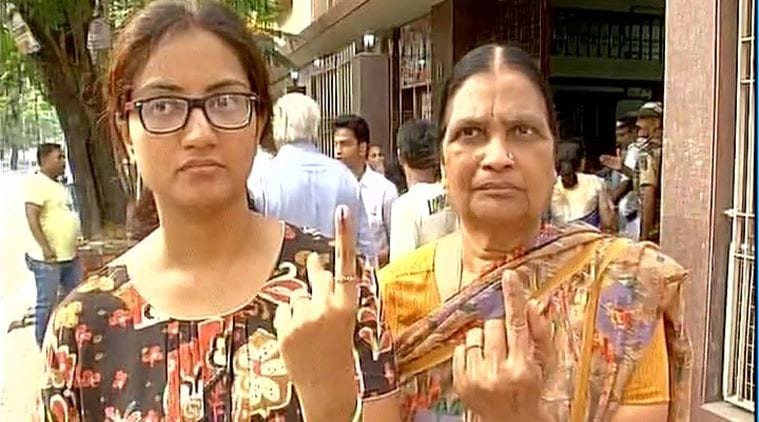 Voters after casting their vote for the 5th phase of West Bengal Assembly elections. (ANI)