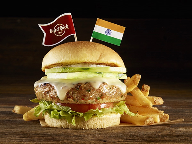 Tandoori chicken burger at Hard Rock Cafe Mumbai.
