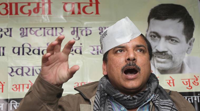 Aam Aadmi Party leader Sanjay Singh addressing a press conference at a city hotel in Lucknow on monday. Express photo by Vishal srivastav 06.01.2013