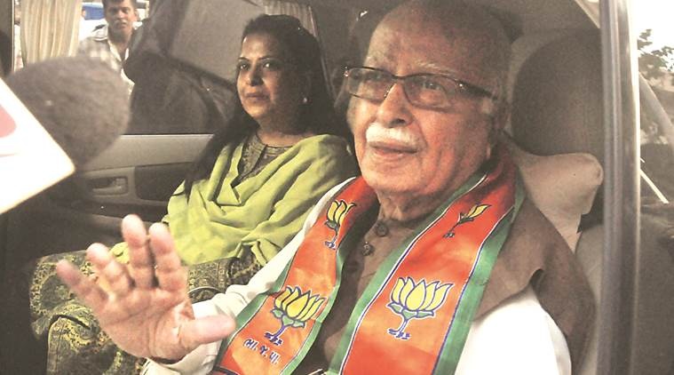 L K Advani with his daughter Pratibha. Express photo by Javed Raja