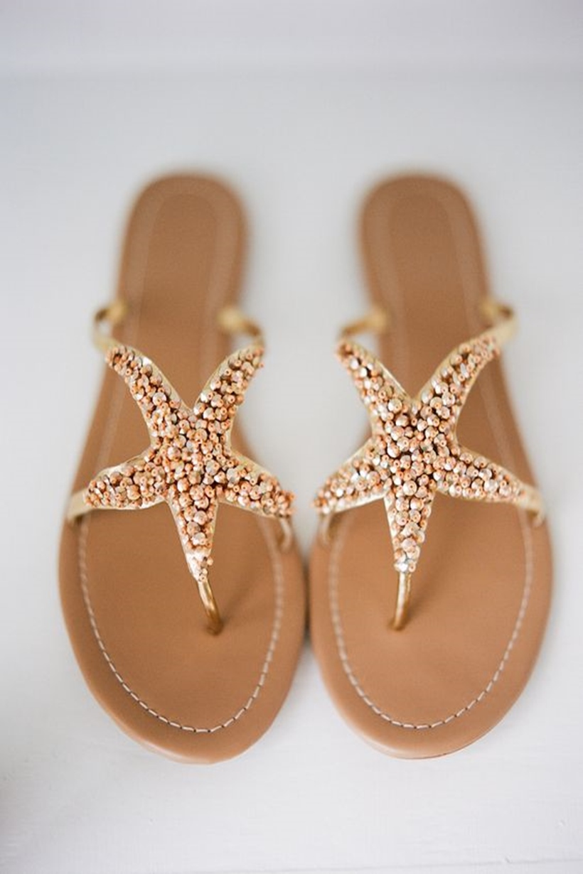 Gold Jeweled Dressy Flat Sandals for Wedding or Formal Events