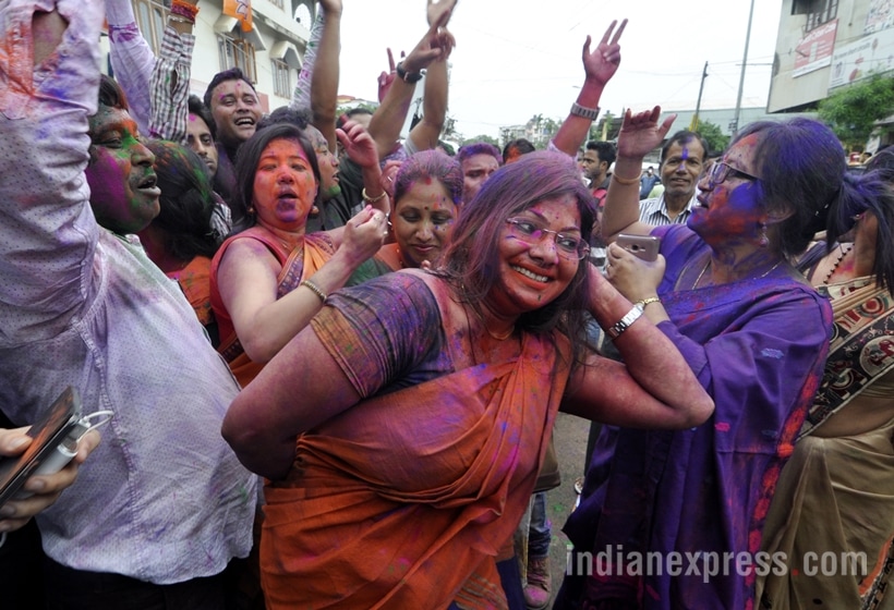 elections 2016, west bengal elections, west bengal elections 2016, mamata banerjee, tmc, tmc celebrations, tamil nadu elections, tamil nadu elections 2016, jayalalithaa, jayalalithaa win, aiadmk, aiadmk celebrations, assam elections, assam elections 2016, Sarbananda Sonwal, bjp, bjp assam, bjp celebrations, Sarbananda Sonwal win