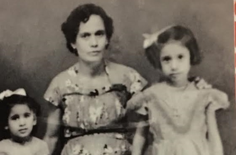 Bridget White-Kumar (extreme right) with her mother.