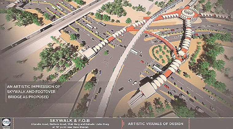  FoB project, delhi skywalk, delhi government, ITo crossing, delhi ITO, delhi urban art commission, PWD, delhi news, indian express delhi