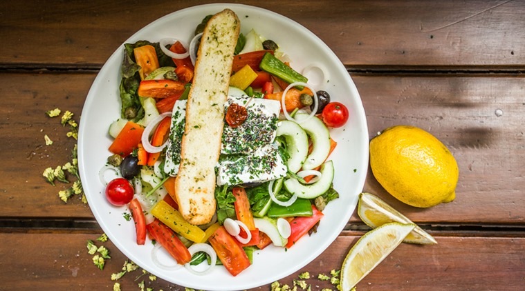 Flamed feta salad which is on the new menu at Fio Cookhouse in Delhi.
