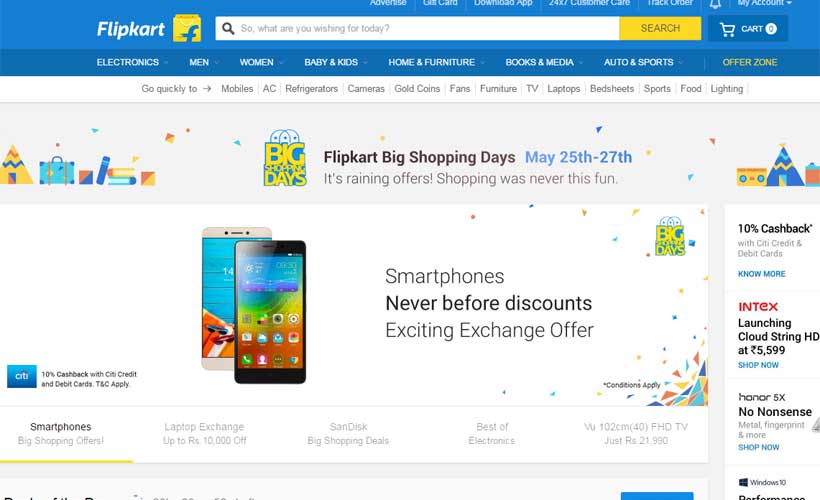 Flipkart, Flipkart Big Shopping Days, Flipkart Big Shopping Sale, Flipkart Budget Phones, Flipkart Le 1s offer, Flipkart Apple iPhone offer, Apple iPhone Flipkart, Flipkart Laptop discount, Flipkart Lenovo Vibe K5 Plus discount Flipkart smartphone offer, Flipkart offer, technology, technology news