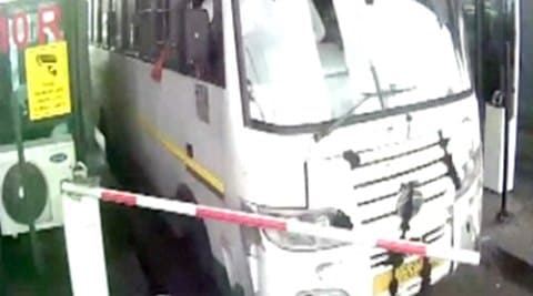 Bus driver refuses to pay toll, rams through gate in Gurgaon