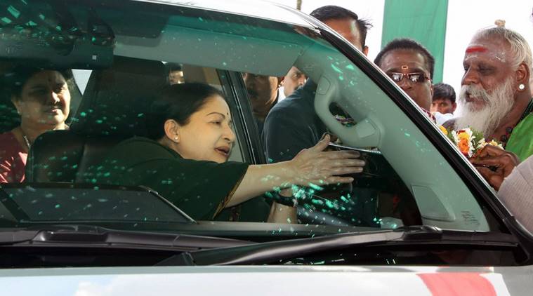 Tamil Nadu Chief Minister and AIADMK Supremo J Jayalalithaa at an election campaign for the upcoming Tamil Nadu Assembly Polls, in Tirunelveli on Thursday. (Source: PTI)