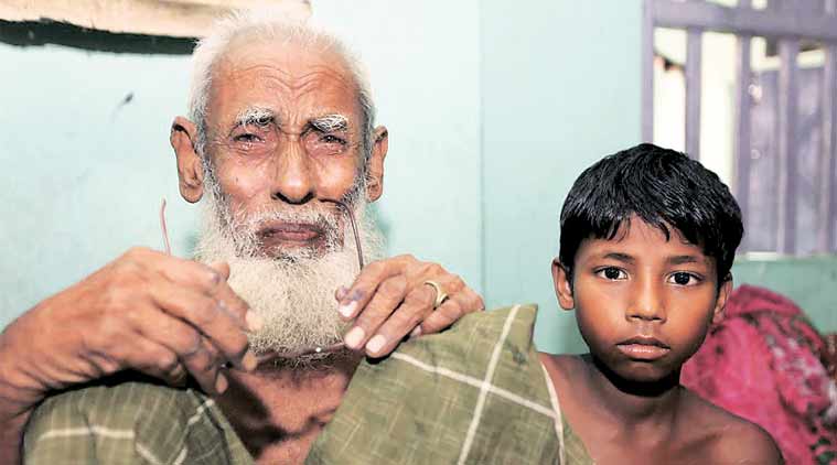 Shaheel Mollah with his grandfather. (Express Photo: Partha Paul)