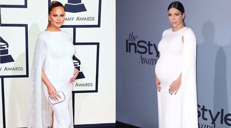 Maternity dresses need not be boring. Take inspiration from Chrissy Teigen (L) and Kim Kardashian. (Photo: Instagram)