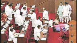 odisha 2 Odisha Assembly, Uproar in Assembly, Odisha Assembly uproar, Odisha panchayat poll violence, Narasingha Mishra, indian express news