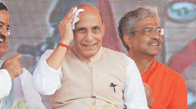 Rajnath Singh in Saharanpur. (Express Photo by Anil Sharma)