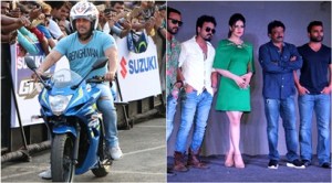 Salman rides high at a bike stunt event; Zareen Khan launches Veerapan songs