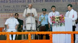 Sarbananda Sonowal, bharatiya janata party, Assam, assam cm, BJP assam, Assam BJP CM, Sarbananda Sonowal assam CM, assam elections, Narendra modi, Assam CM live, LIVE SOnowal swearing in, Chief Minister Sonowal, Sonowal news, Assam swearing in, Assam LIVE updates