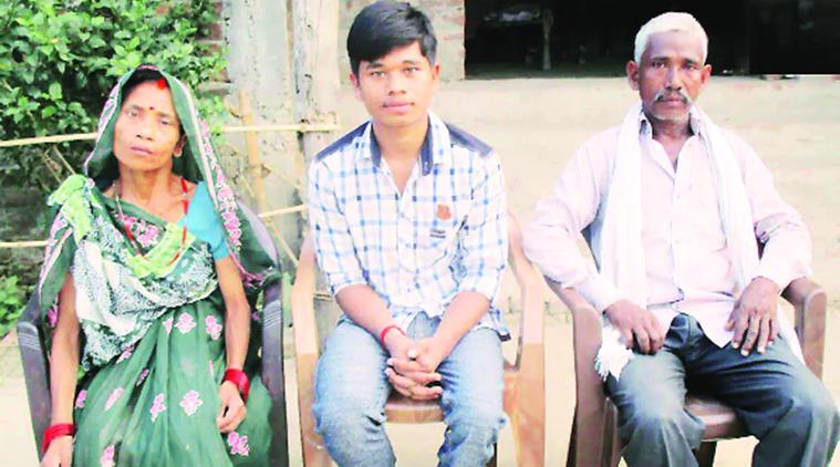 Mahato with his parents, who are from Champaran. 