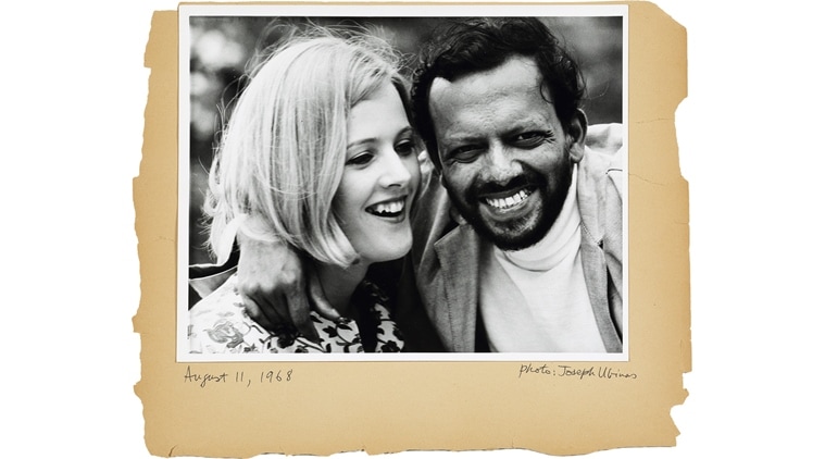 A page from FN Souza’s scrapbook with a photograph of the artist and his third wife, Barbara Zinkant, taken in 1968.