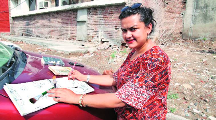 Sachita Aditi Sharma in Sector 35, Chandigarh, on Thursday. Jaipal Singh