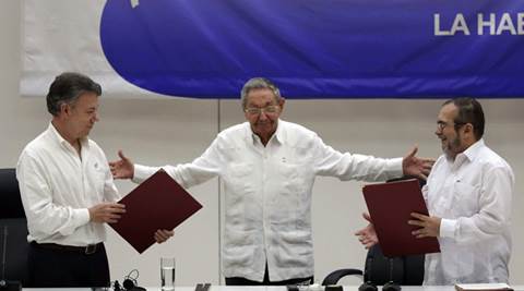 Colombian President Santos, head of Leftist FARC rebels agree on cease ...