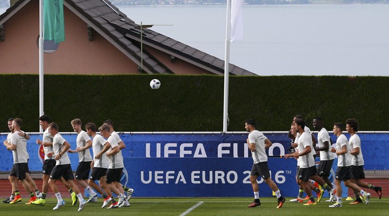 Football Soccer - Euro 2016 - Germany Training - Stade Camille Fournier - Evian-les-Bains - 7/6/16 Germany's team during training REUTERS/Denis Balibouse