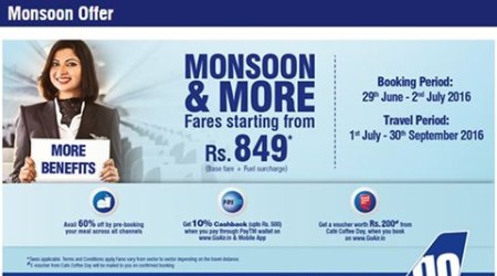GoAir discounts, GoAir monsoon & more,