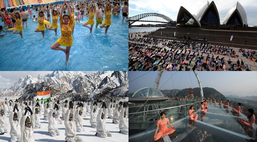 International Day of Yoga, International Day of Yoga 2016, International Yoga Day, World Yoga Day, yoga day, World Yoga Day in strange places, yoga day in front of Sydney Opera House, yoga day in SpiceJet, yoga day in water, yoga day in Siachen,
