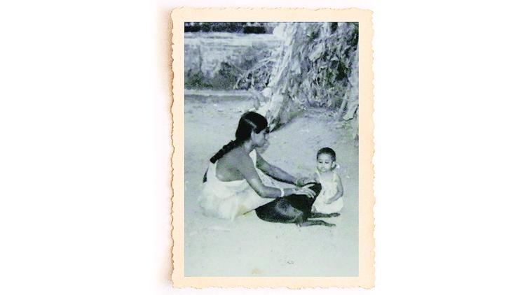 The writer with her aunt and the dog, Blackie.