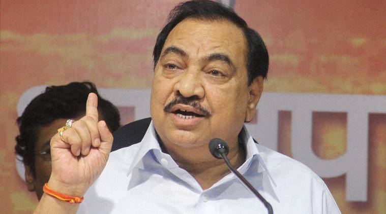 Eknath Khadse, Khadse, BJP, BJP Khadse, Khadse in Pune, Eknath Khadse arrives in Pune, BJP meet, BJP's stste level meet, M Venkaiah Naidu, Piyush Goyal, Prakash Javadekar, Maharashtra CM Devendra Fadanavis, india news