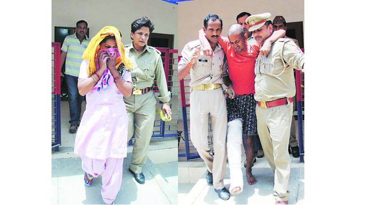 Chandan Bose, the accused in Jawahar Bagh clash, being taken to jail in Mathura on Thursday. PTI