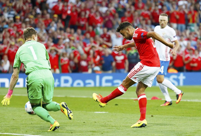 neil Taylor, Taylor, Taylor goal, Wales vs Russia, Russia vs Wales, Euro 2016, Euro 2016 results, football