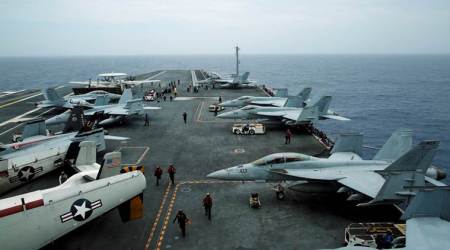 US, Japanese and Indian navies, Malabar Naval Exercise, India news, National news, INS Vikramaditya, USS Nimitz, India news, National news